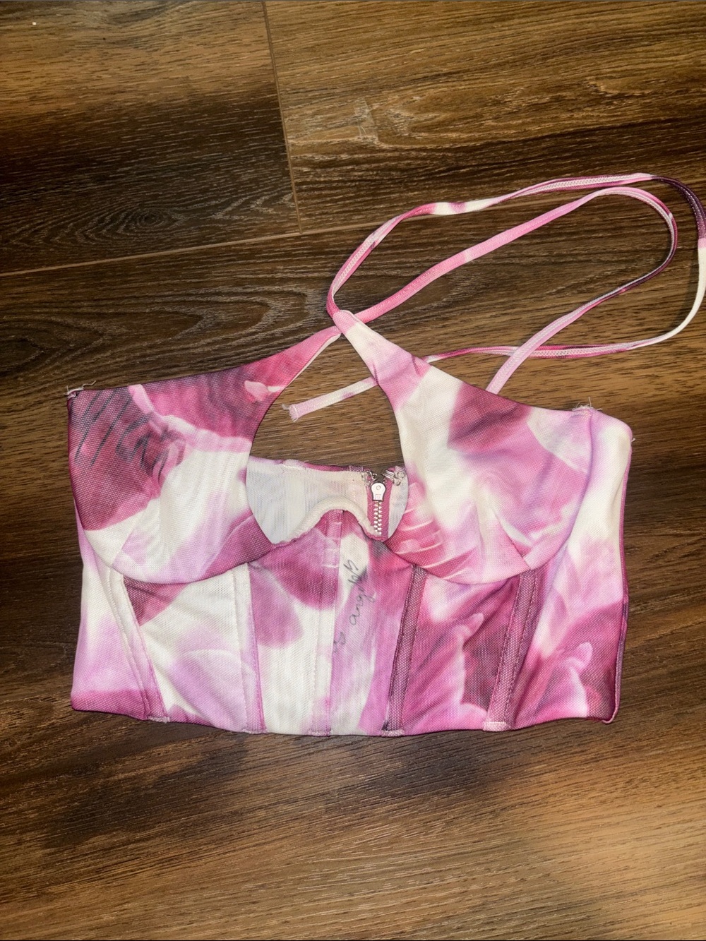 Pink Tie-Dye WHITEFOX Corset Crop Top